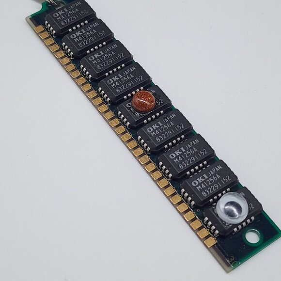 Vintage OKI Japan RAM Chip Keychain Upcycled Circuit Board Tech With Googly eyes - Picture 2 of 5